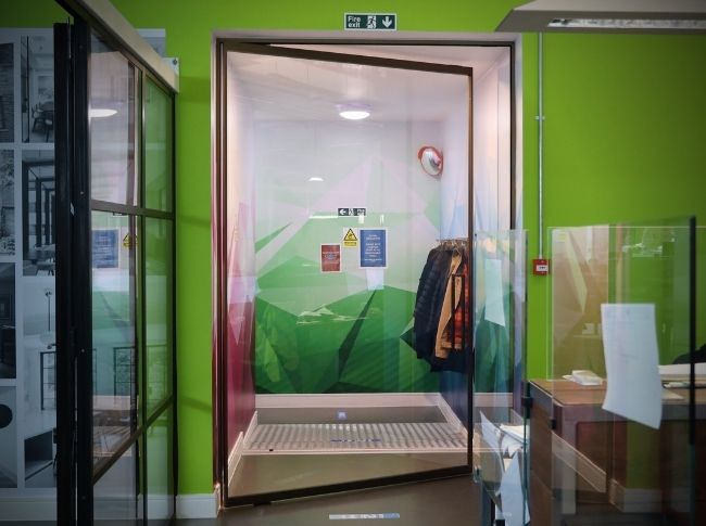 miro internal glass pivot door with slim aluminium frames from sieger systems installed at our glazing showroom in Amersham miro internal glass pivot door with slim aluminium frames from sieger systems installed at our glazing showroom in Amersham