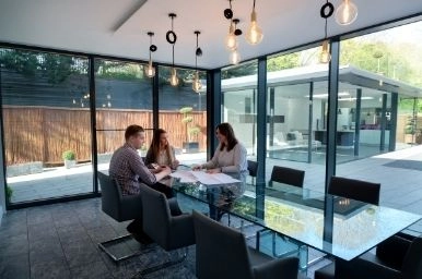 sieger glazing showroom with a glass meeting room in the best glazing showroom in England sieger glazing showroom with a glass meeting room in the best glazing showroom in England